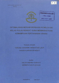 Optimalisasi Meriam Berbasis RCWS Di KRI Kelas Pulau Rengat Guna Meningkatkan Kemampuan Pertahanan Udara