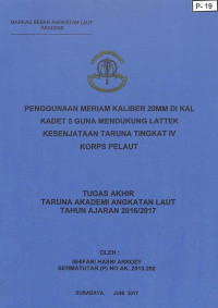 Penggunaan Meriam Kaliber 20MM Di KAL Kadet 5 Guna Mendukung Lattek Kesenjataan Taruna Tingkat IV Korps Pelaut