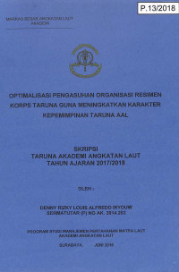 Optimalisasi Pengasuhan Organisasi Resimen Korps Taruna Guna Meningkatkan Karakter Kepemimpinan Taruna AAL