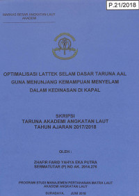 Optimalisasi Lattek Selam Dasar Taruna AAL Guna Menunjang Kemampuan Menyelam Dalam Kedinasan di Kapal