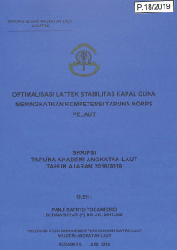 Optimalisasi Lattek Stabilitas Kapal Guna Meningkatkan Kompetensi Taruna Korps Pelaut