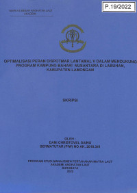 Optimalisasi Peran Dispotmar Lantamal V dalam Mendukung Program Kampung Bahari Nusantara di Labuhan Kabupaten Lamongan