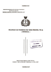 Organisasi dan Prosedur Staf Umum Personel TNI AL (SPERSAL) Keputusan Kepala Staf TNI AL Nomor : KEP/12/VII/1997 Tanggal 31 Juli 1997