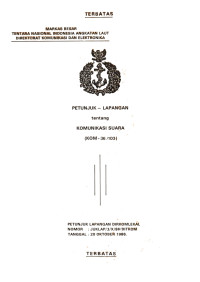 Petunjuk Lapangan Tentang Komunikasi Suara (KOM-36.103) Petunjuk Lapangan Dirkomlekal Nomor Juklap/3/X/86/Ditkom Tanggal 20 Oktober 1986