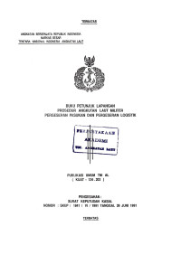 Image of Buku Petunjuk Lapangan Prosedur Angkutan Laut MIliter Pergeseran Pasukan Dan Pergeseran Logistik Publikasi Umum TNI AL (KUAT - 134.202) Pengesahan Surat Keputusan Kasal Nomor : SKEP / 1841 / VI / 1991 Tanggal 26 Juni 1991