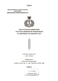 Buku Petunjuk Administrasi Tata Cara Administrasi Pergudangan Di Lingkungan TNI Angkatan Laut Publikasi Umum TNI AL (LOG-003.306) Pengesahan Surat Keputusan Kasal Nomor SKEP/999/IV/1998 Tanggal 22 April 1998