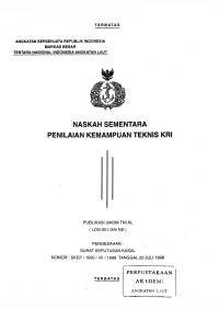 Image of Naskah Sementara Penilaian Kemampuan Teknisi KRI Publikasi Umum TNI AL (LOG-001.004 NS) Pengesahan: Surat Keputusan Kasal Nomor: SKEP/1690/VII/1998 Tanggal 20 Juli 1998