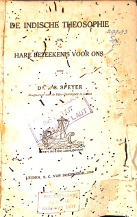 De Indische Theosophie En Hare Beteekenis Voor Ons