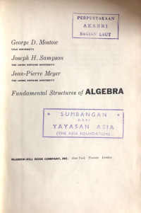 Fundamental Structures of Algebra